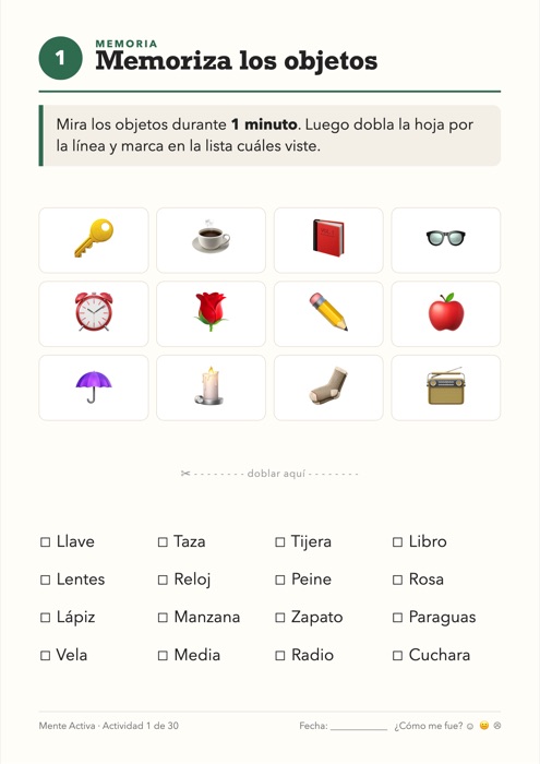 Actividad: Memoriza los objetos