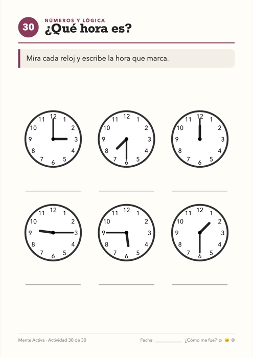 Actividad: ¿Qué hora es?